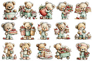 Strawberry Bear PNG Clipart Set, a Seasonal Illustration by OK Design (Thumbnail 3 of 6)