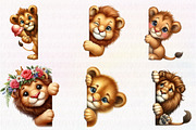 Cute Lion Peeking Around Corner, an Illustration by CreationArt (Thumbnail 3 of 6)