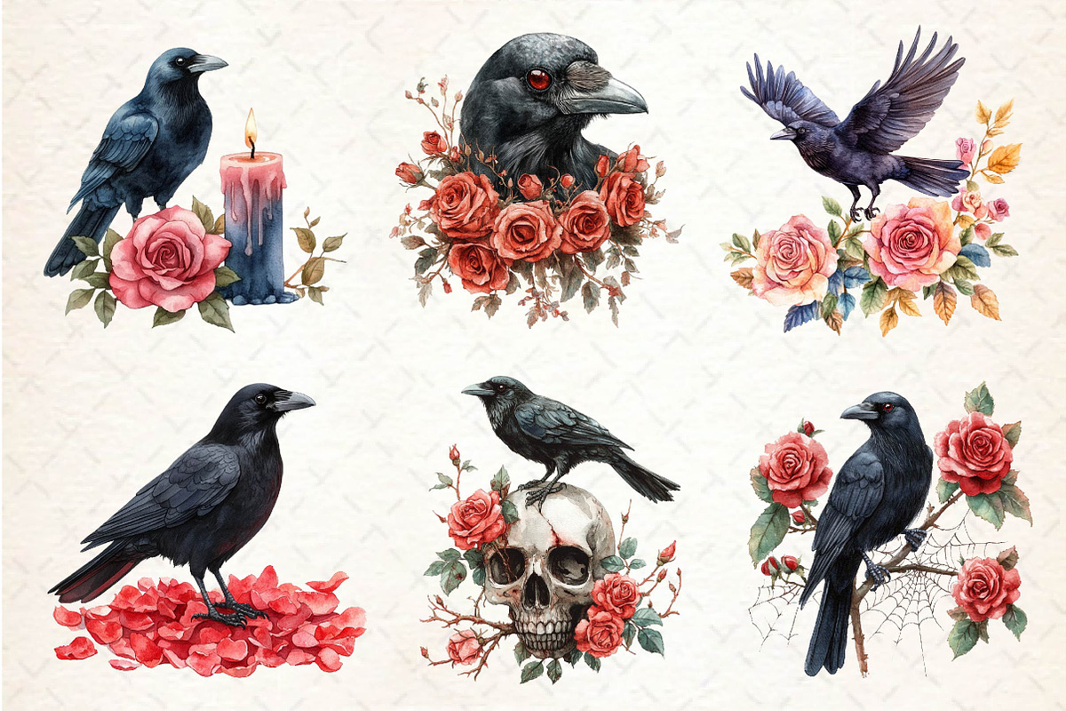 Creepy Crow Clipart, an Illustration by Dream Creation (Photo 4 of 7)