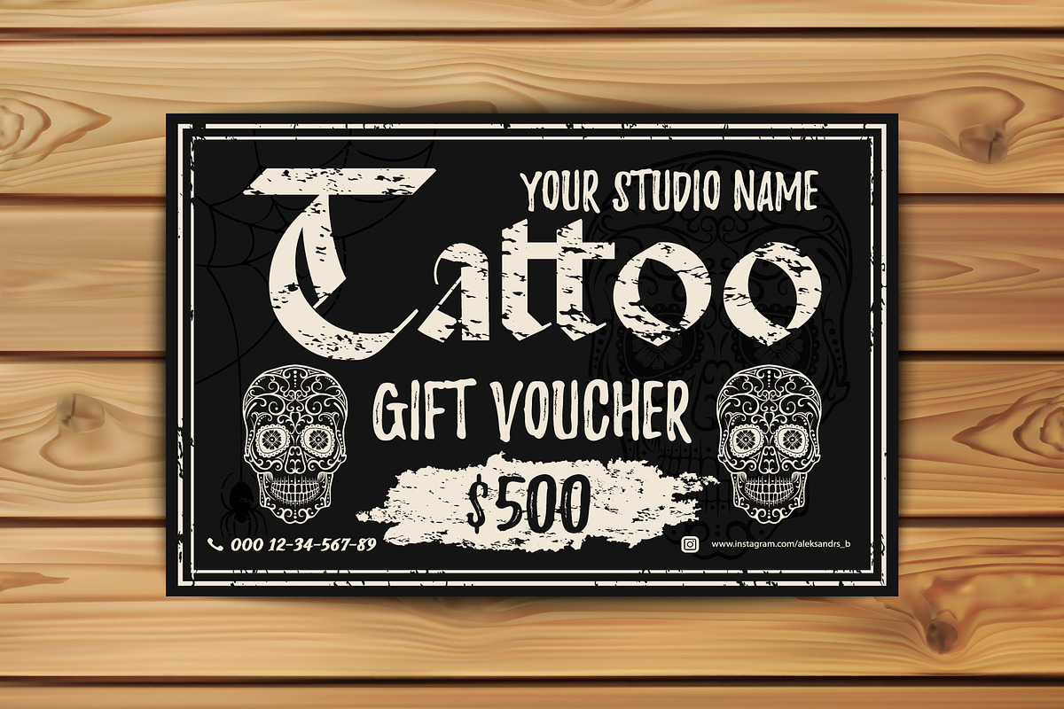 Four Tattoo gift vouchers templates, a Work Illustration by Aleksandrs (Photo 1 of 4)