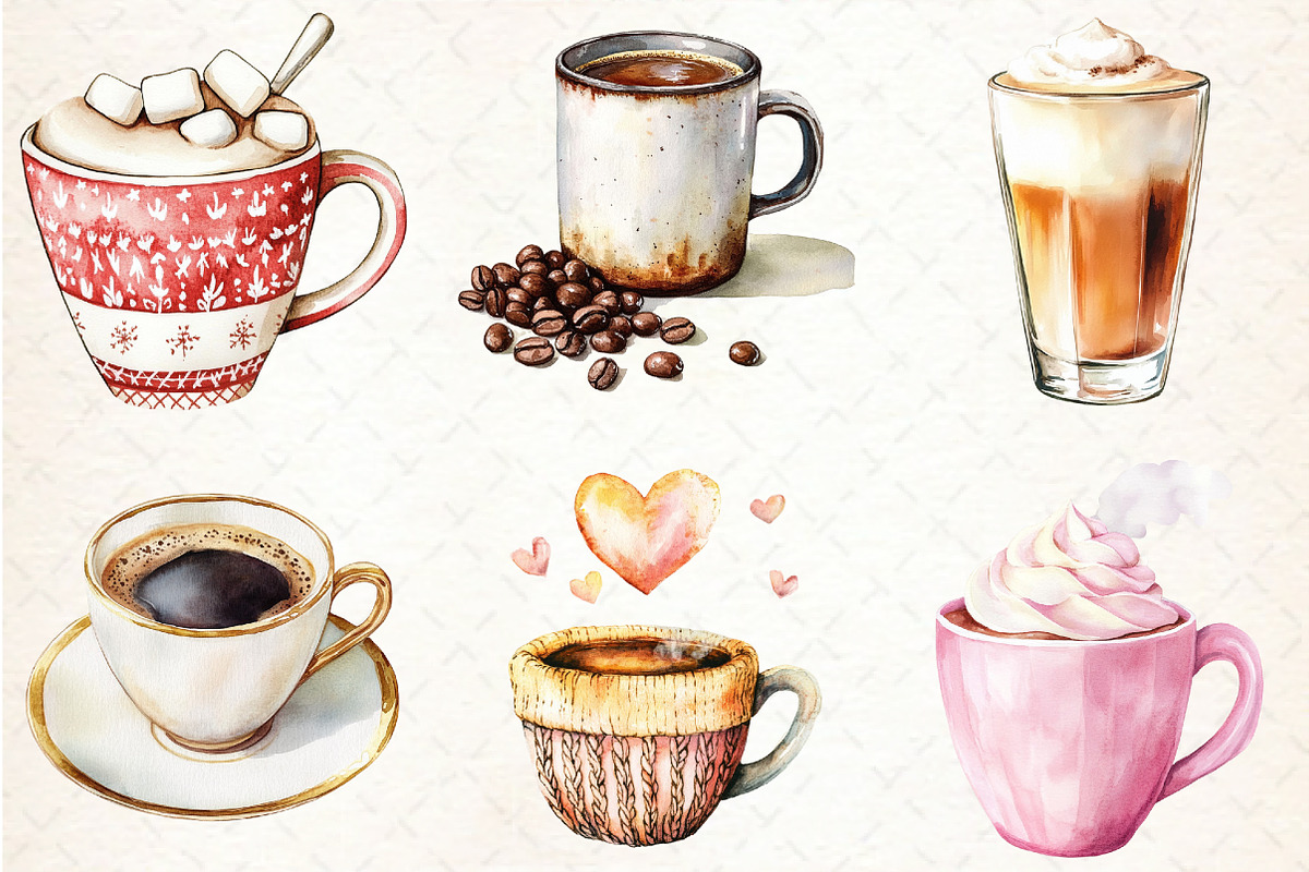 Coffee Cups Clipart, an Illustration by Libby Wishes (Photo 4 of 6)