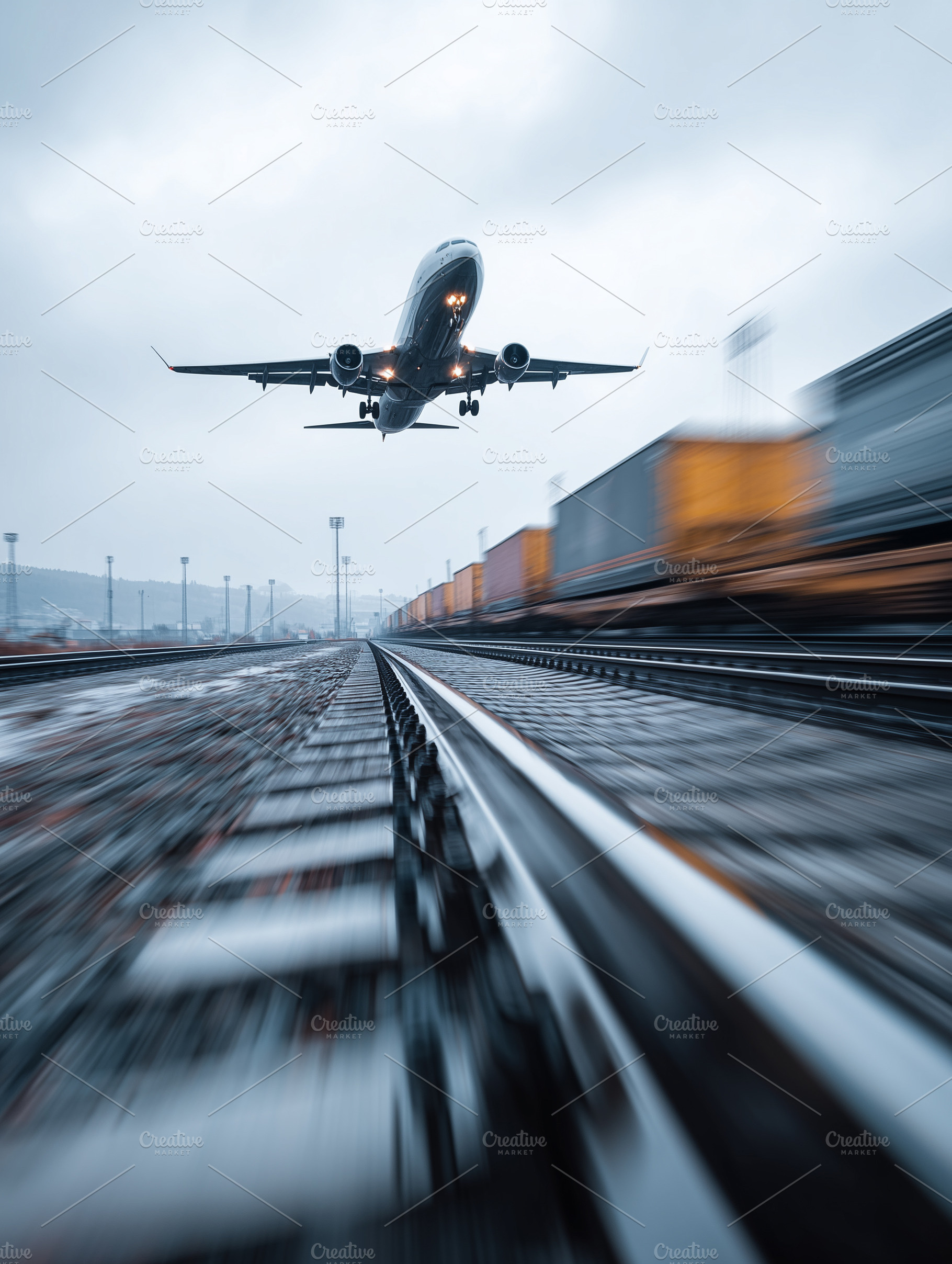 Commercial airplane taking off above, a Transportation Photo by MistyDay