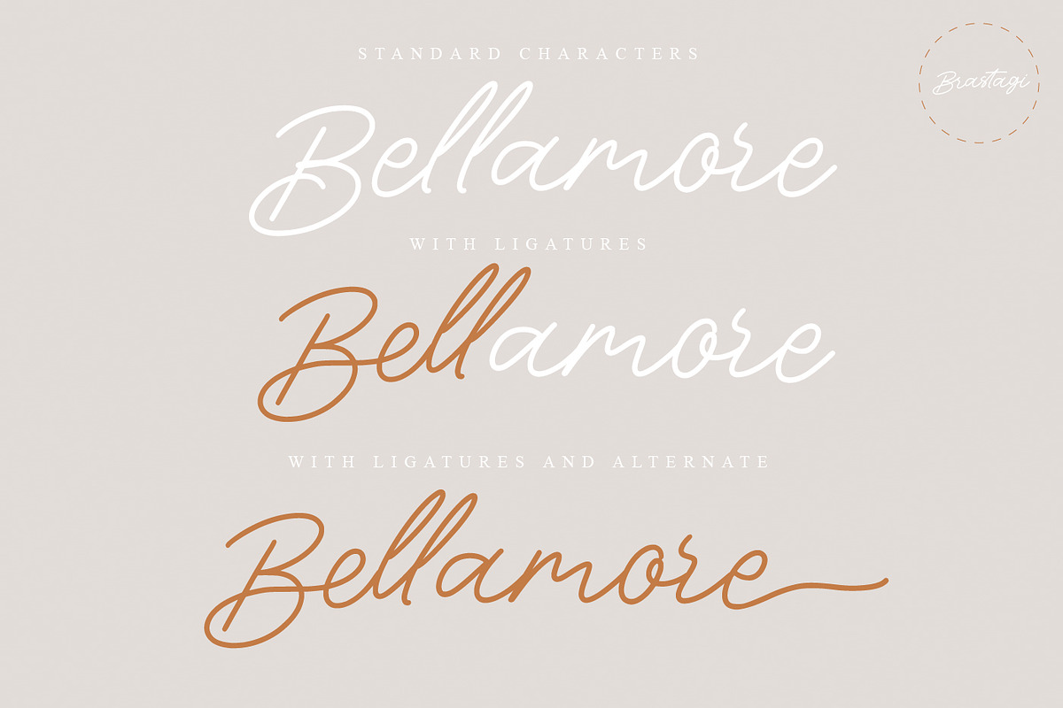 Brastagi Monoline Script Font, a Script Font by ribethstudio (Photo 2 of 8)