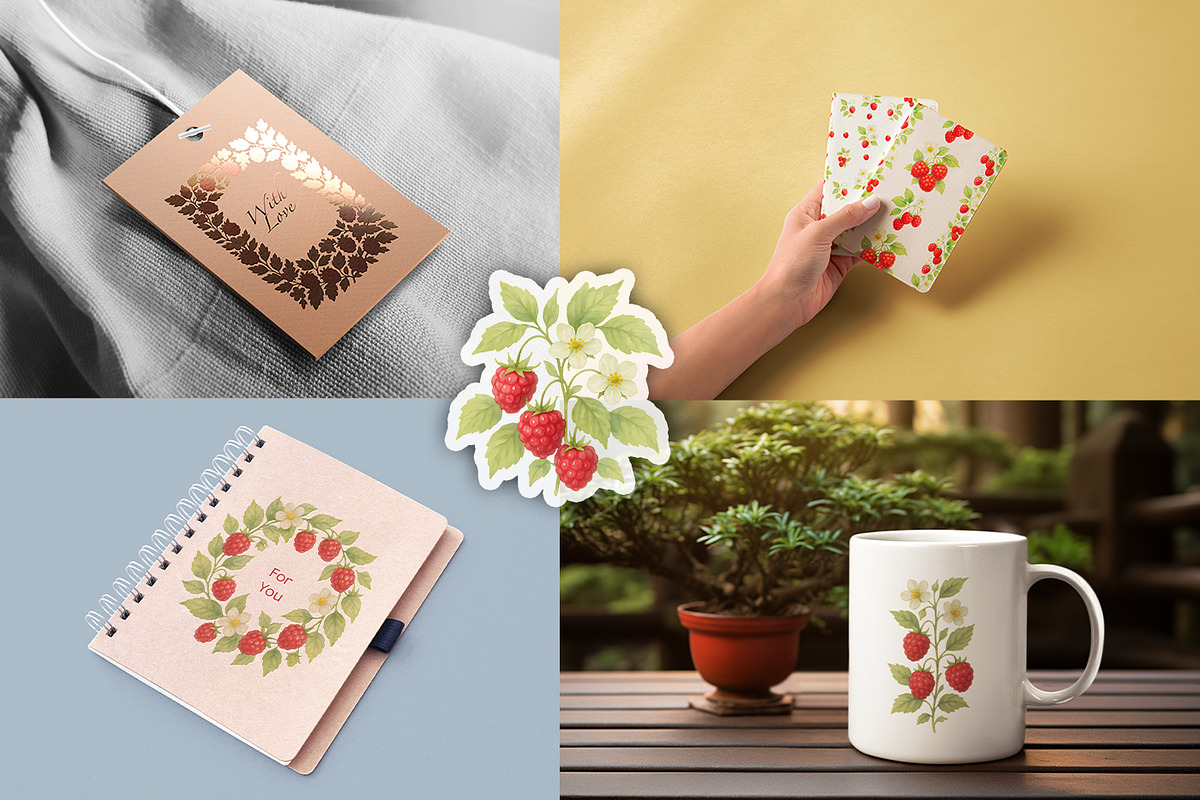 Raspberry Clipart & Patterns Bundle, a Food Illustration by MuzaArtStudio (Photo 4 of 14)