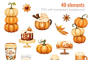 Watercolor Pumpkin spice Clipart PNG, a Food Illustration by Mespilia (Thumbnail 3 of 5)