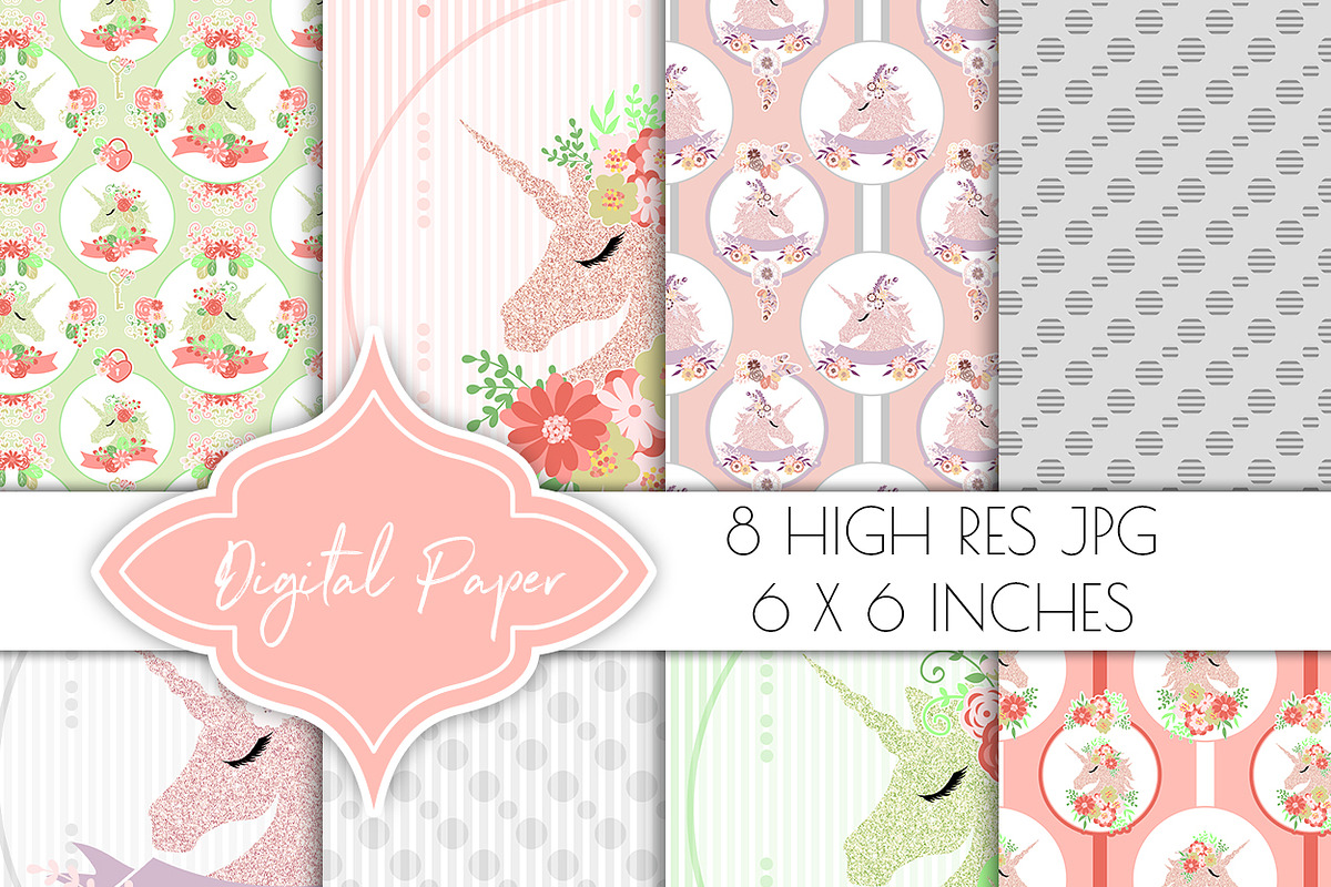 Unicorn digital paper, pattern soft, a Pattern Graphic by Personal Epiphany (Photo 1 of 3)