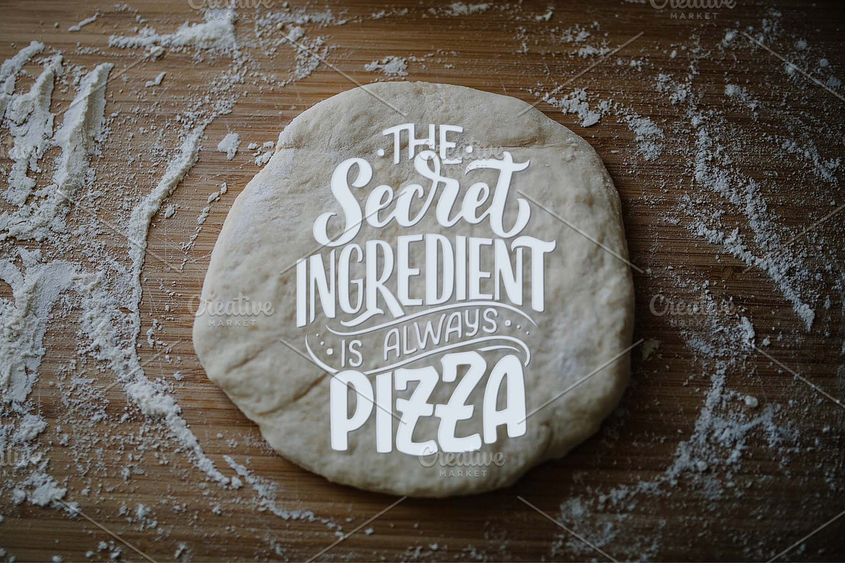 Pizza Lettering Quotes, a Decorative Illustration by Artlana (Photo 3 of 3)