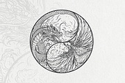 Phoenix Dragon YinYang Vector Logo, a Decorative Illustration by Suvham Roy (Thumbnail 5 of 6)