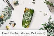 Floral Tumbler Mockup Scene (#002), a Cups & Container Mockup by Europe.graphics (Thumbnail 1 of 8)