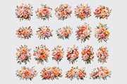Pink and Orange Floral clipart, a Graphic by Velvet Muse (Thumbnail 2 of 5)