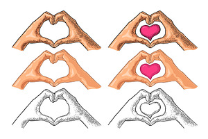 Fingers show heart. Vector engrave, an Object Illustration by MoreVector