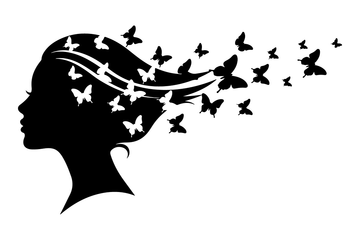 Woman Butterfly Hair Silhouette, an Object Illustration by yasushie (Photo 2 of 31)
