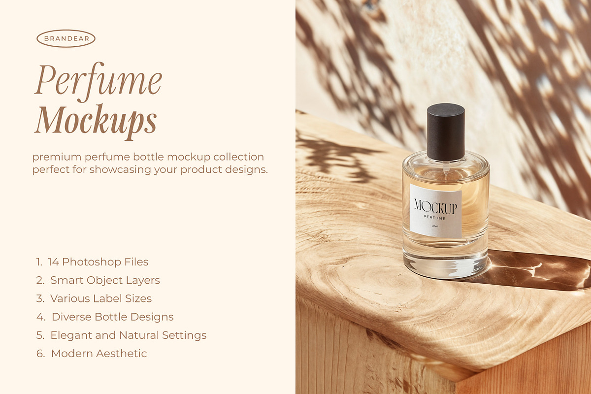Perfume Bottle Mockup Set, a Packaging Mockup by Brandear Design (Photo 2 of 11)
