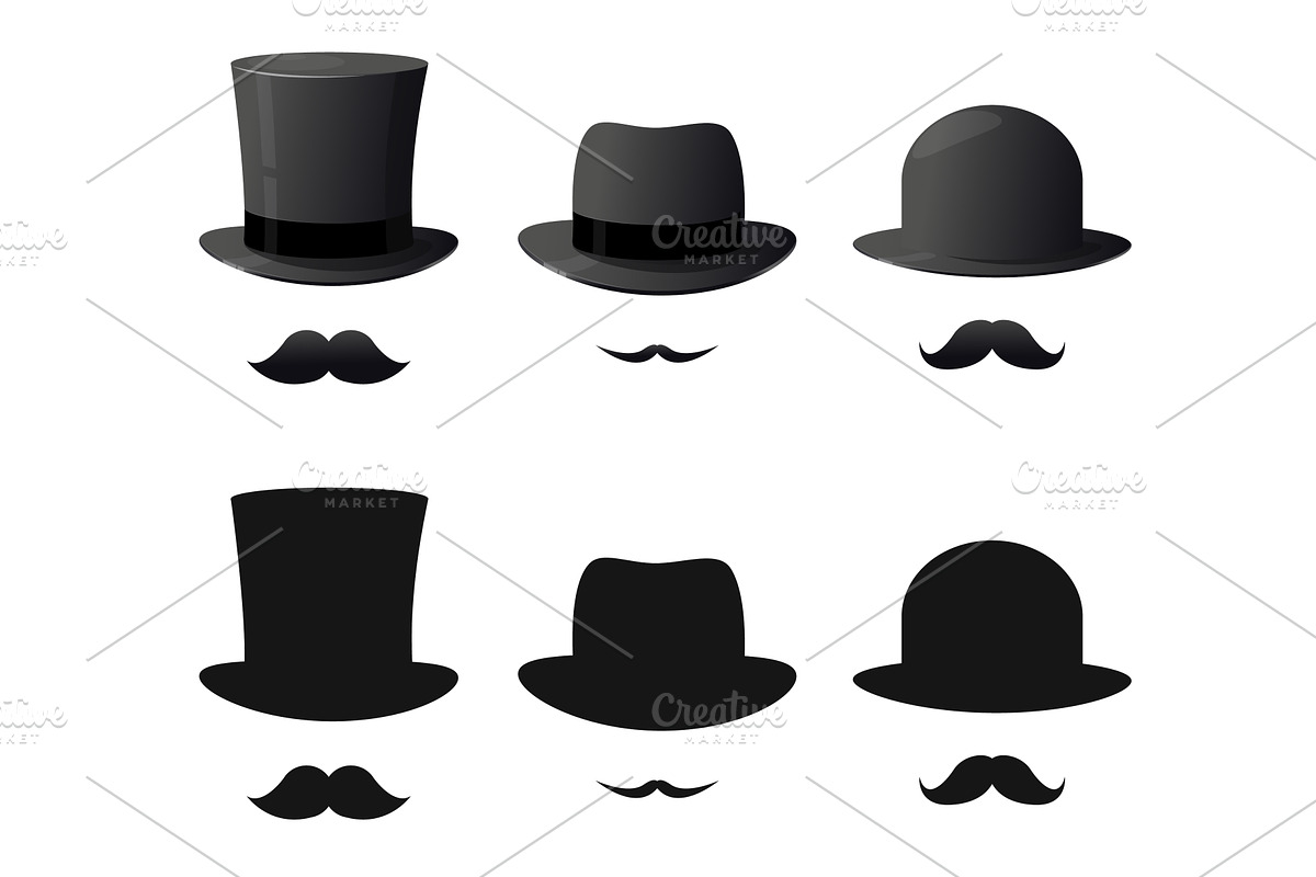 Mens hats and mustaches. Gentleman, an Object Illustration by Vectorbuum