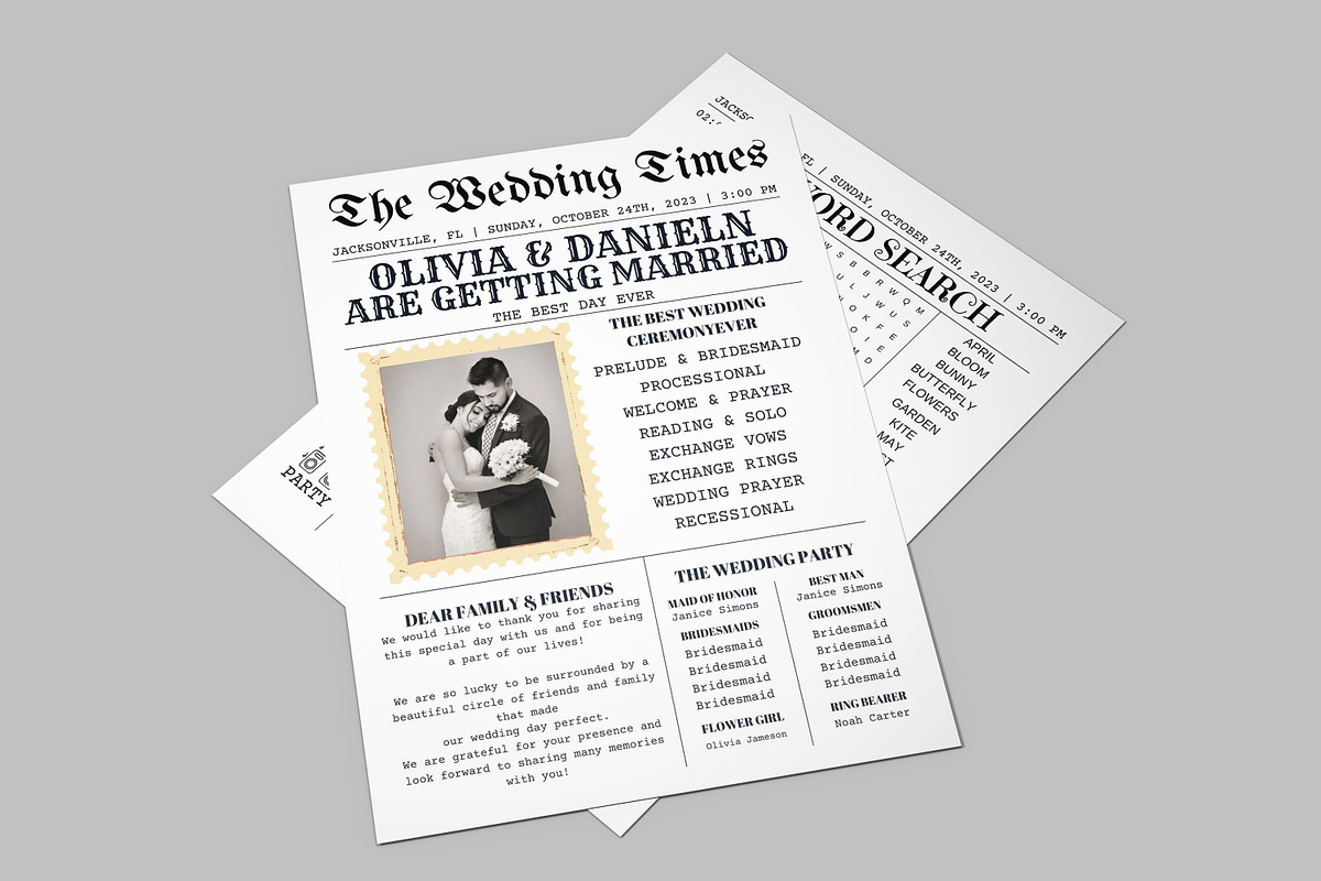 Newspaper Wedding Program, a Flyer Template by iloveTemplate (Photo 2 of 3)