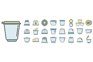 Capsule Coffee Icons Set Vector