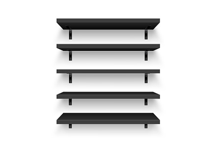 Realistic black store shelves with, an Object Illustration by 32pixels