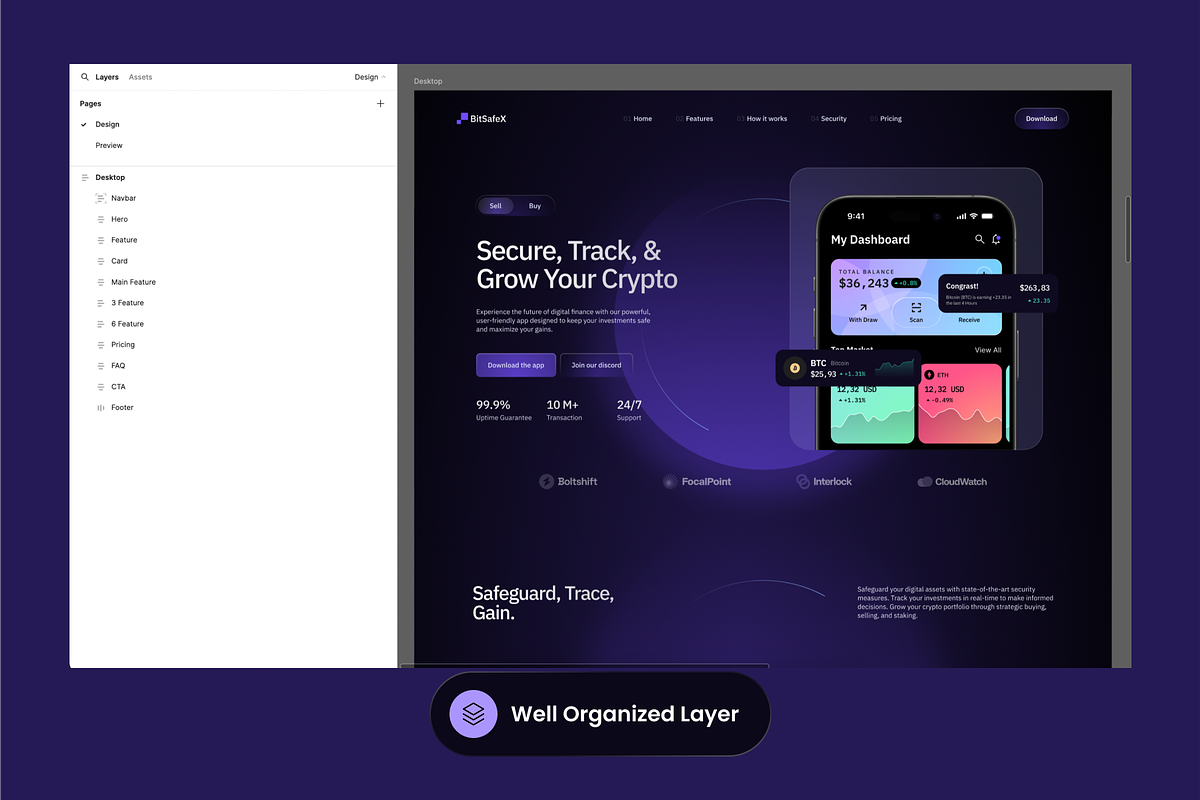 Crypto App Showcase Landing Page, a Landing Page Template by SLAB! Design (Photo 2 of 3)