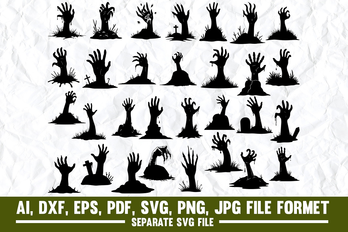 Zombie hand svg, Zombie skull svg, a Graphic by VectorArtPrintableDesign
