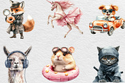 Funny Animal Clipart Bundle, an Illustration by Black Bird Studio (Thumbnail 6 of 6)