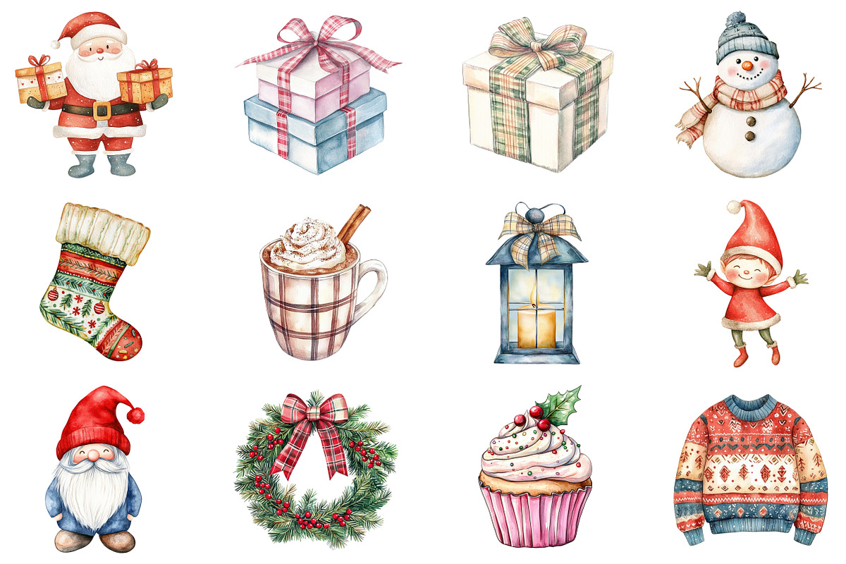 Christmas Floral Wreath & Santa Clau, an Illustration by CitraGraphics (Photo 3 of 5)