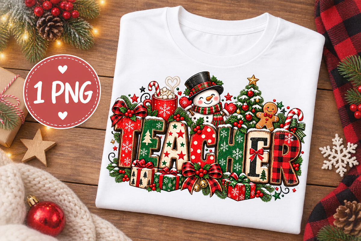 Christmas Teacher png, a Seasonal Illustration by Watercolor design (Photo 2 of 3)
