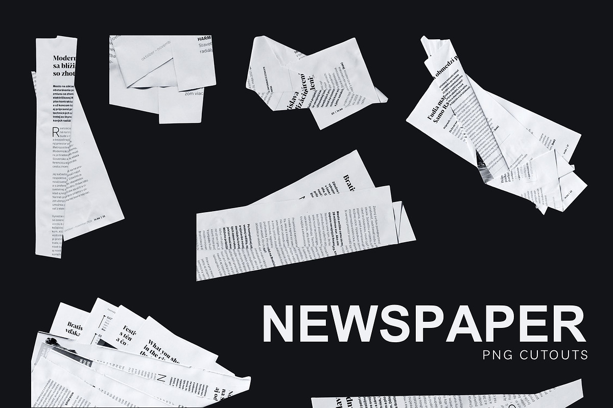 Newspaper Cutouts Collage Grunge Kit, an Object Graphic by ilonitta (Photo 3 of 10)