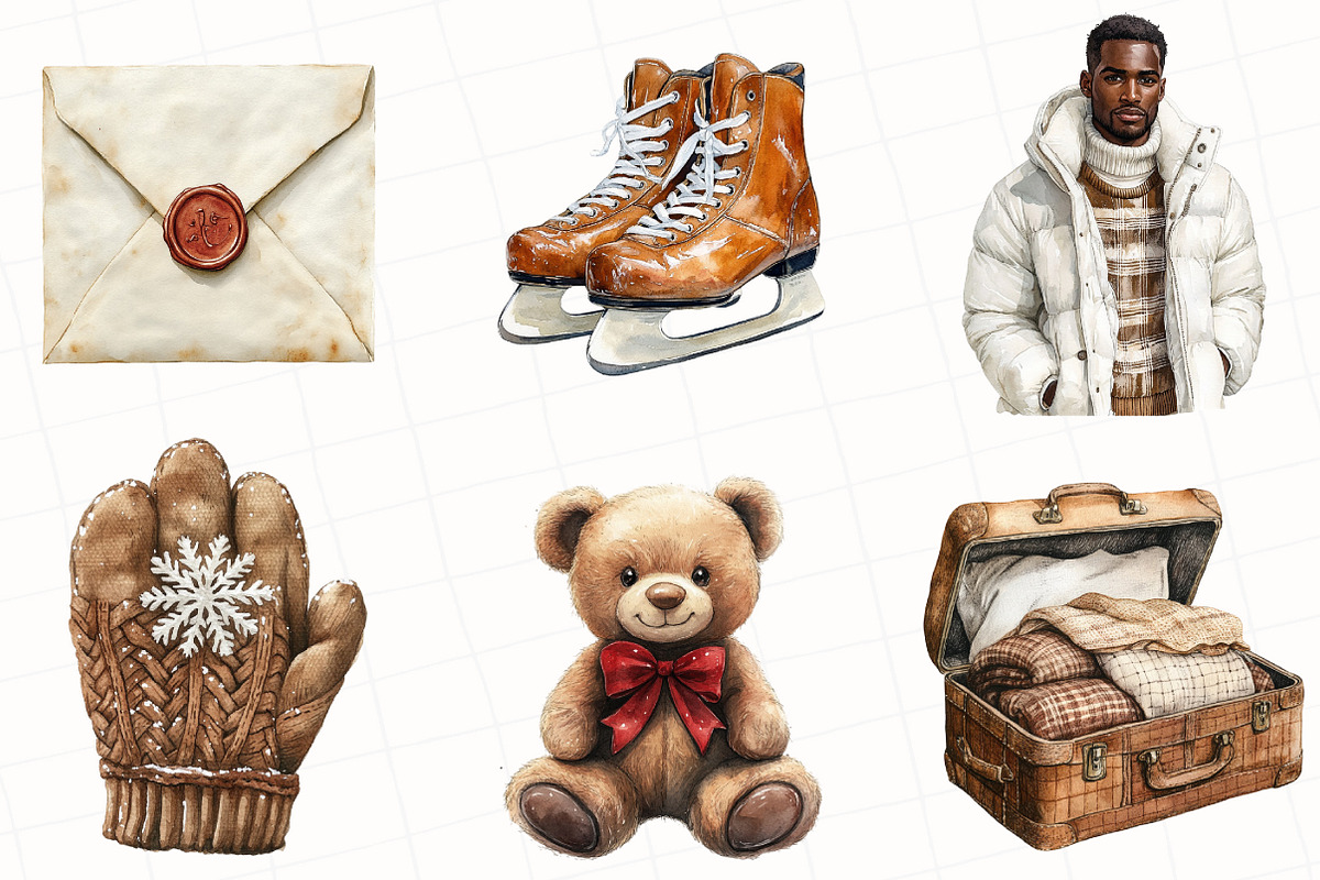 Watercolor Winter Cocoa Clipart, an Illustration by OK Design (Photo 3 of 5)