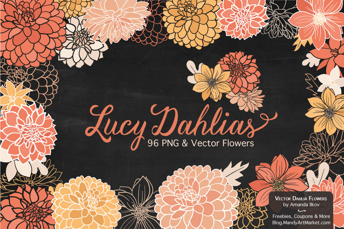 Peach Dahlia Flower Vector Clipart, an Illustration by Amanda Ilkov (Photo 2 of 4)