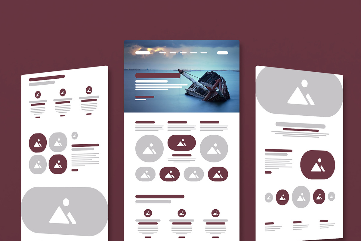 Travel Landing Page Wireframe Design, a Wireframe Template by MightyDesign (Photo 1 of 9)