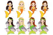 Vector Mermaids Clipart, an Illustration by TheCreativeMill (Thumbnail 4 of 4)