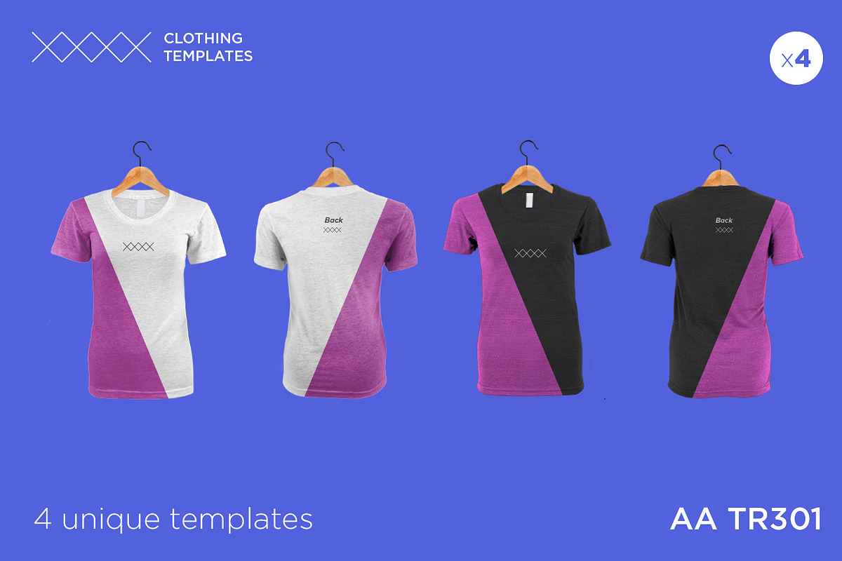 AA TR301 - Womens blank t-shirt set, a Shirt Mockup by Clothing Templates (Photo 2 of 3)