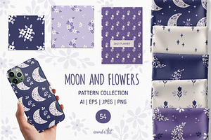 Moon And Flowers Patterns