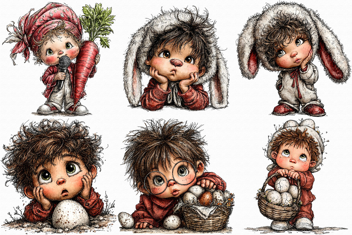 Funny Quirky Easter Boys Clipart Bun, an Illustration by Libby Wishes (Photo 4 of 7)