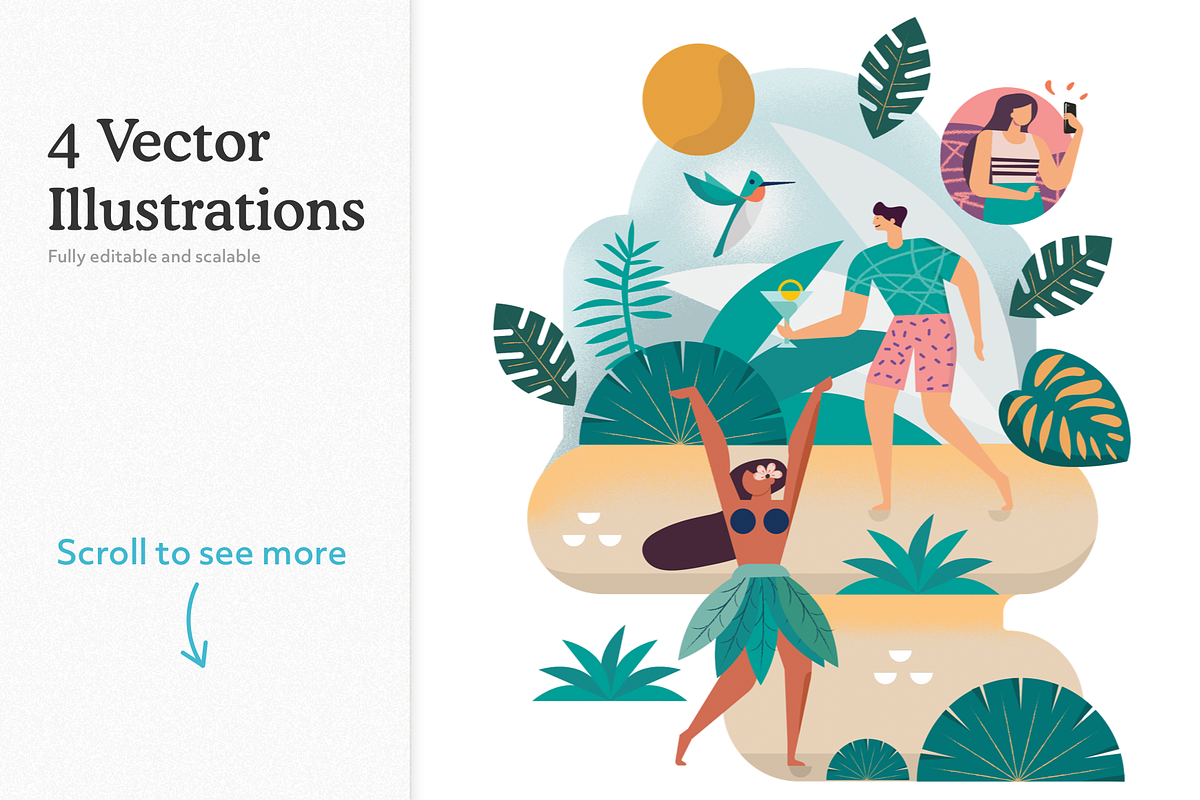 Tropical illustration & Graphics, a Card Template by Craftrick (Photo 2 of 8)