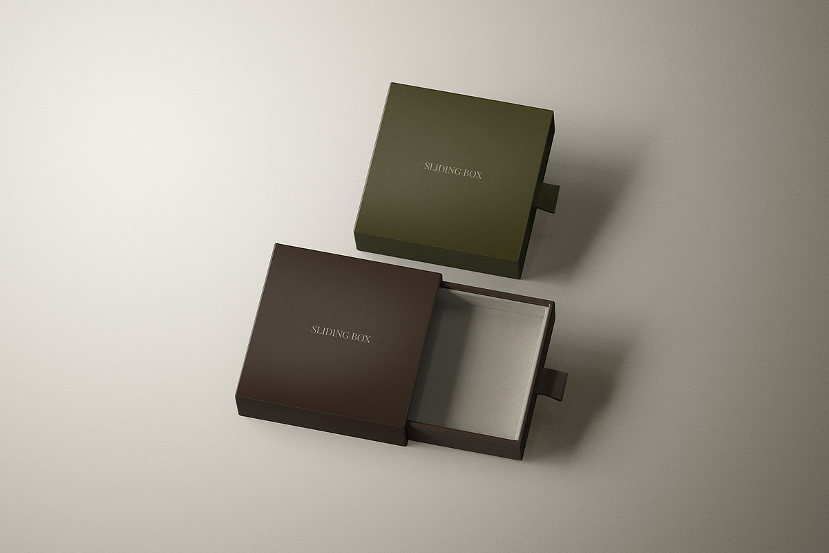 Square Rigid Slim Drawer Box Mockup, a Packaging Mockup by Sheikhadesign (Photo 10 of 11)