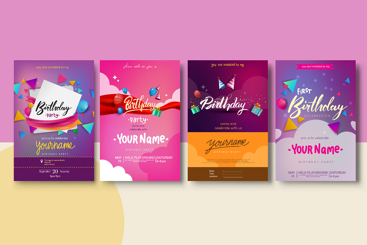 10 Pages Birthday Invitation Cards, an Invitation Template by OtpirusGraphic (Photo 2 of 6)