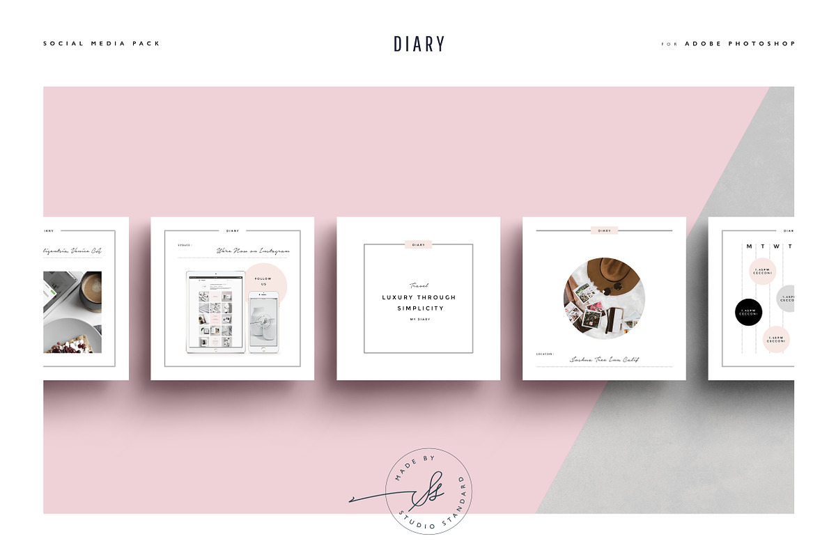 Diary Social Media Pack, a Social Media Template by Studio Standard (Photo 1 of 9)