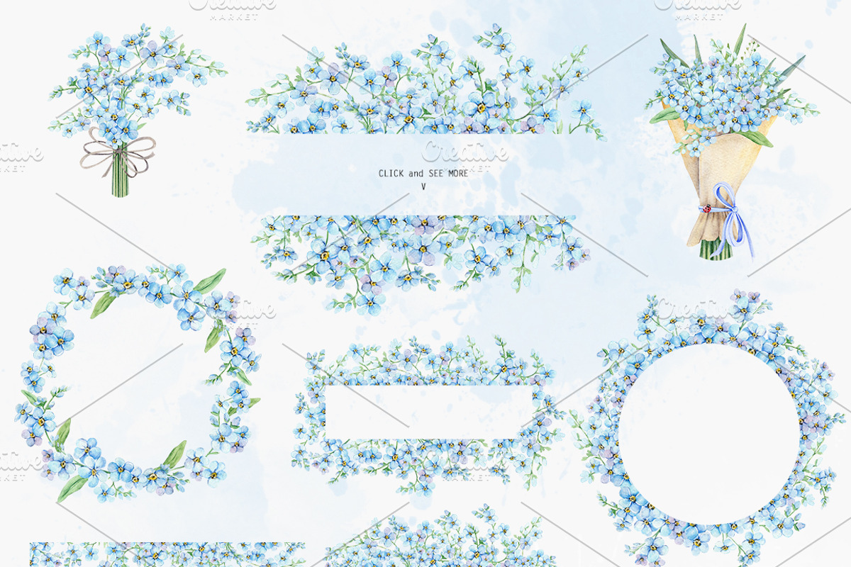 Forget Me Not Watercolor Clipart, an Illustration by Daryartsy (Photo 2 of 8)