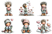 Whimsical valentine boy clipart, an Illustration by CreationArt (Thumbnail 2 of 7)