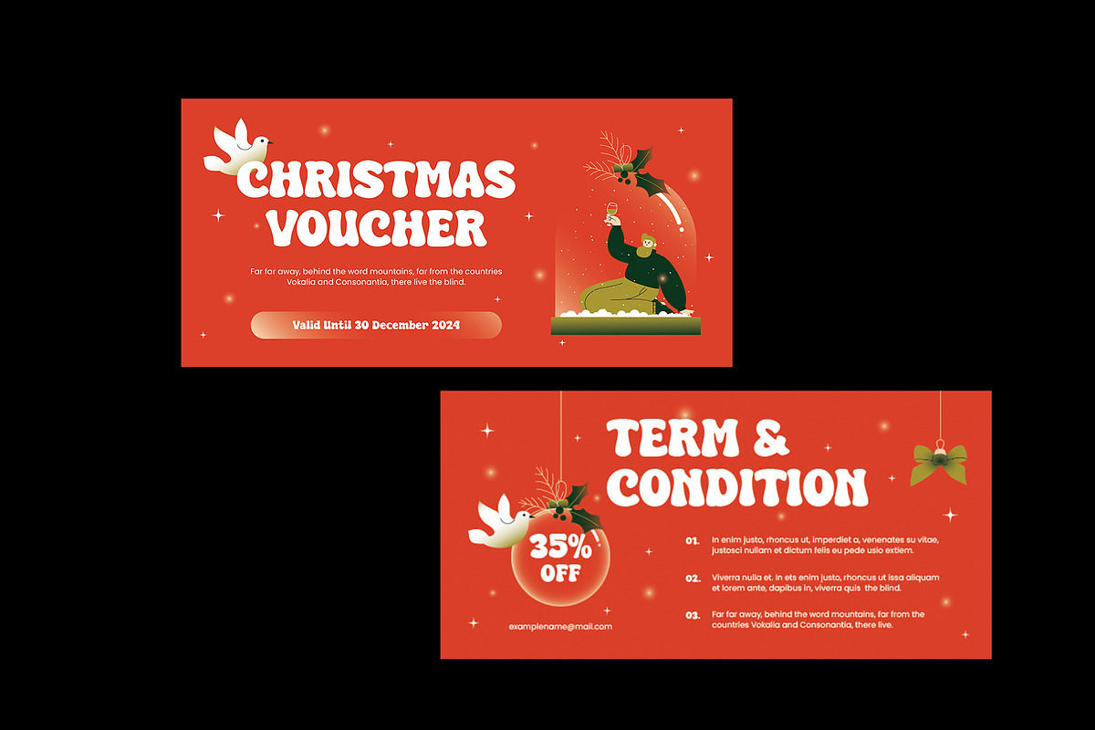 Red Gradient Christmas Voucher, a Card Template by Neermana (Photo 2 of 4)