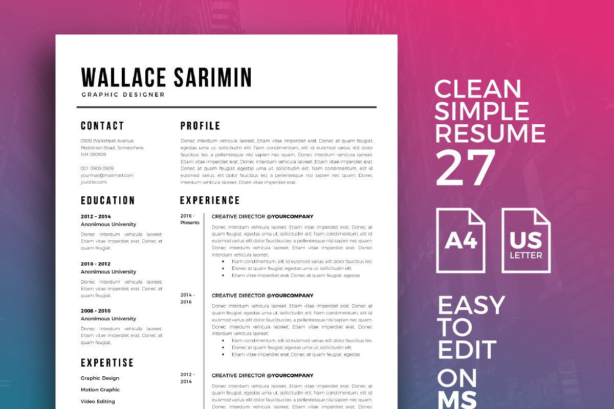 Resume Template 27, a Resume Template by graphicalcium (Photo 1 of 3)