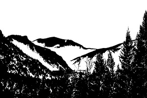 Isolated graphic of forest and mountain range landscape, a Graphic by DanFLCreativo