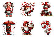 Whimsical Valentine Gnome Clipart, an Illustration by CreationArt (Thumbnail 3 of 6)