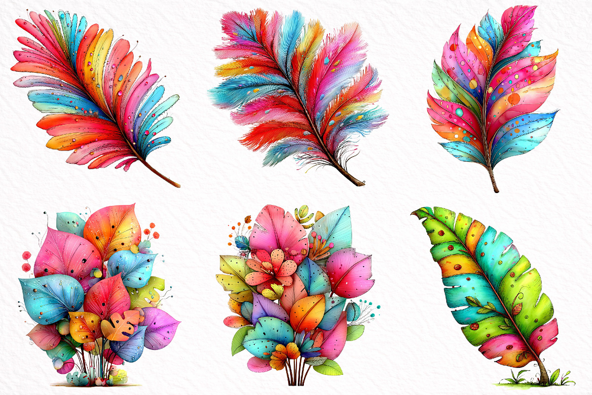 Watercolor Tropical Leaves, Summer, an Illustration by DreamArtGraphic (Photo 2 of 8)