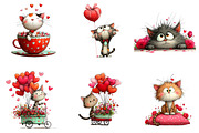 watercolor cute valentines kittens c, an Illustration by CreationArt (Thumbnail 3 of 6)
