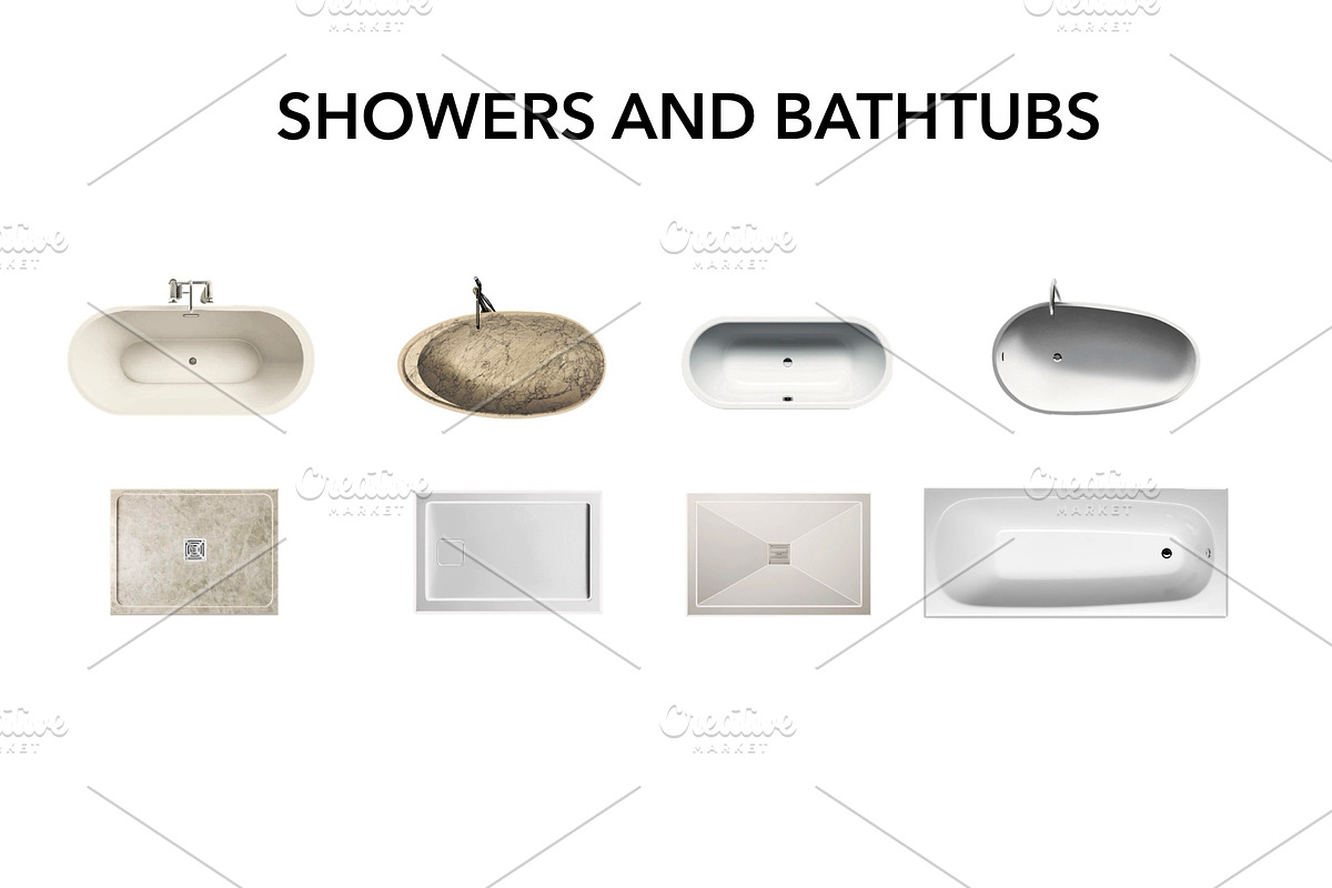 Bath Floor Plan Pack – Top Views, an Object Graphic by SketchBoyko (Photo 5 of 8)