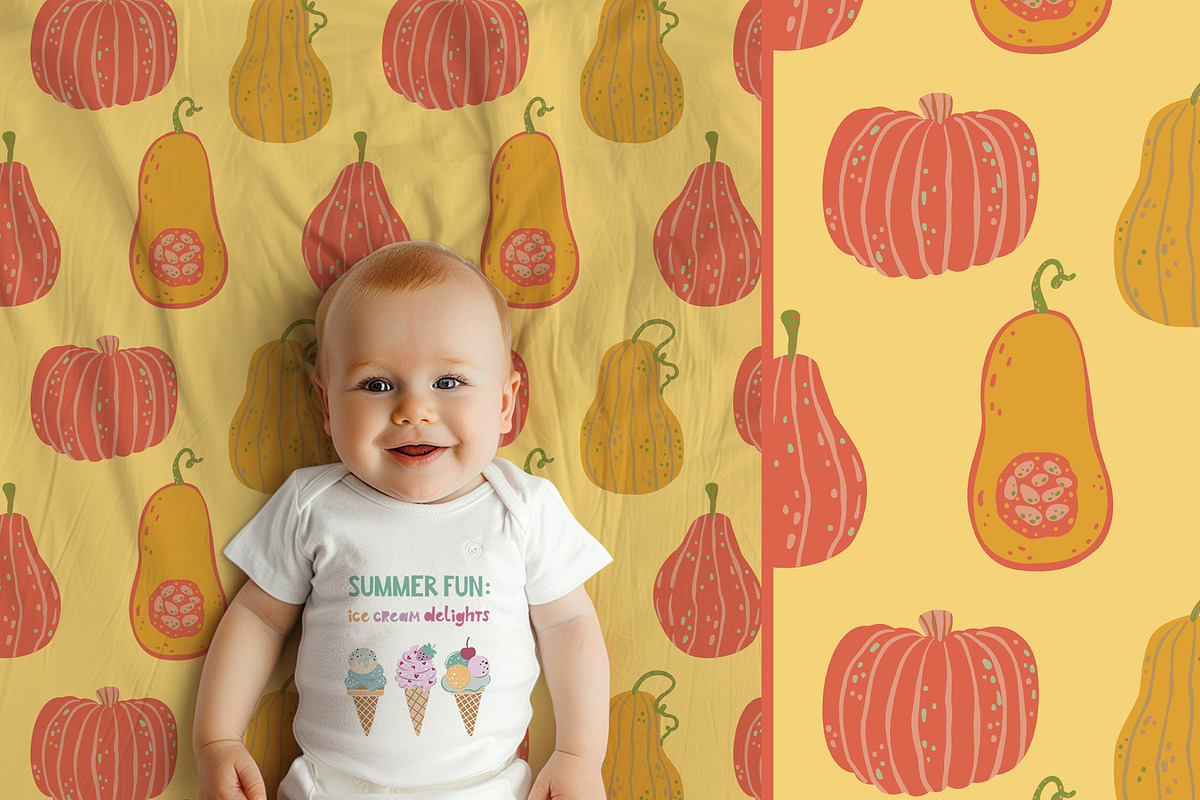 Autumn Pumpkins patterns & clipart, a Seasonal Illustration by Carpet Tapete Pretzel (Photo 11 of 11)