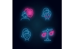 Predmenstrual Syndrome Icons Set