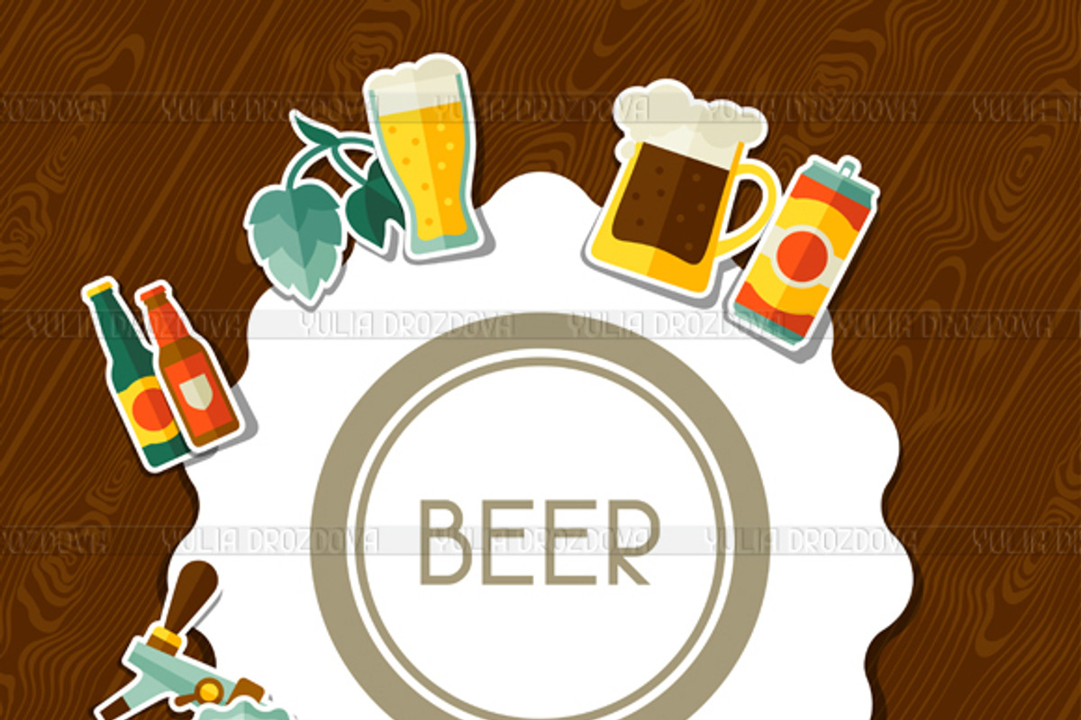 Beer sticker icons., a Food Illustration by incomible